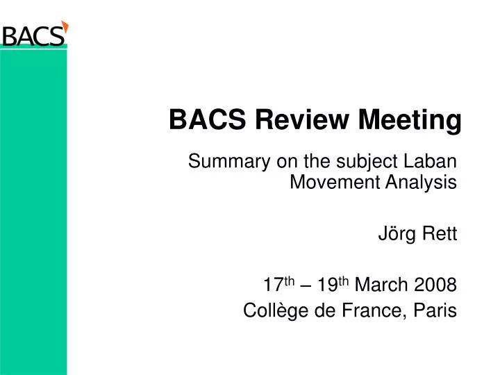 bacs review meeting