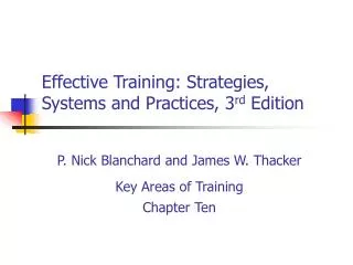 Effective Training: Strategies, Systems and Practices, 3 rd Edition