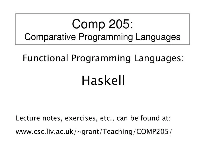 comp 205 comparative programming languages