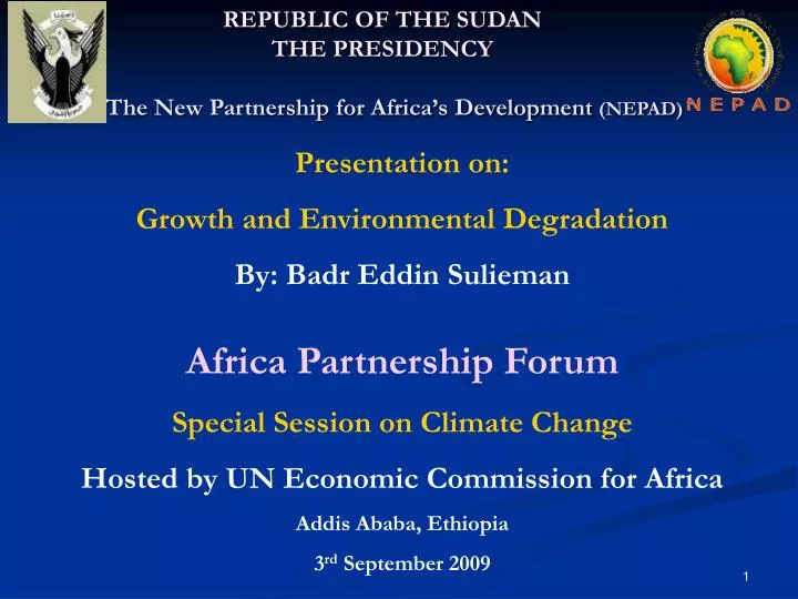republic of the sudan the presidency the new partnership for africa s development nepad