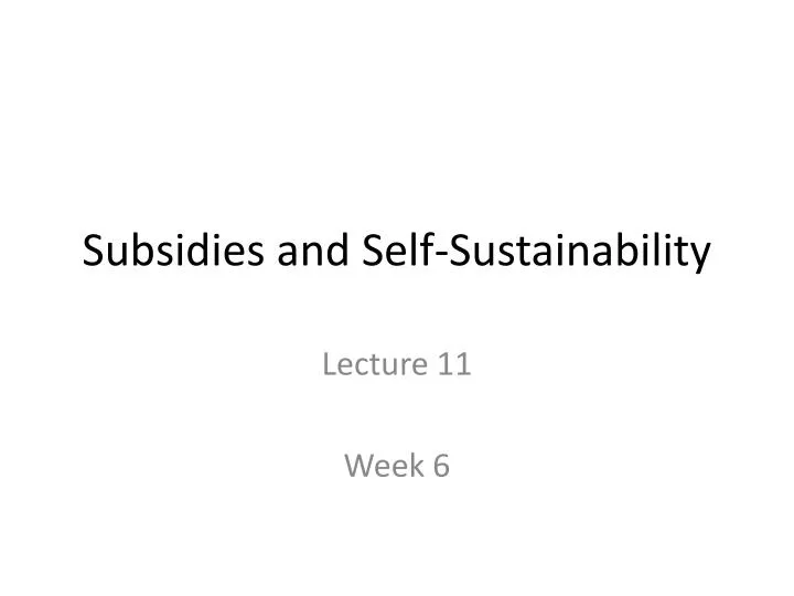 subsidies and self sustainability