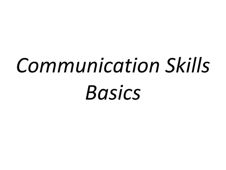 communication skills basics