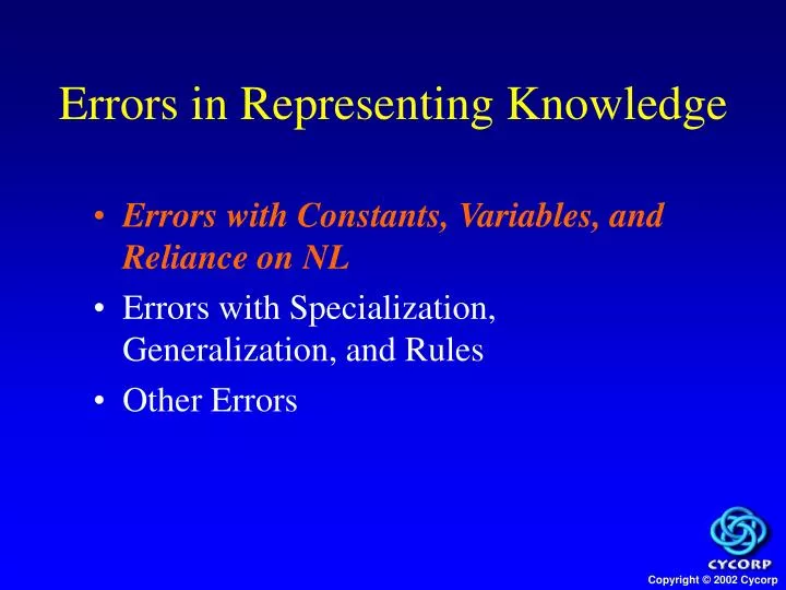 errors in representing knowledge