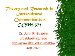 Theory and Research in Intercultural Communication COM 372