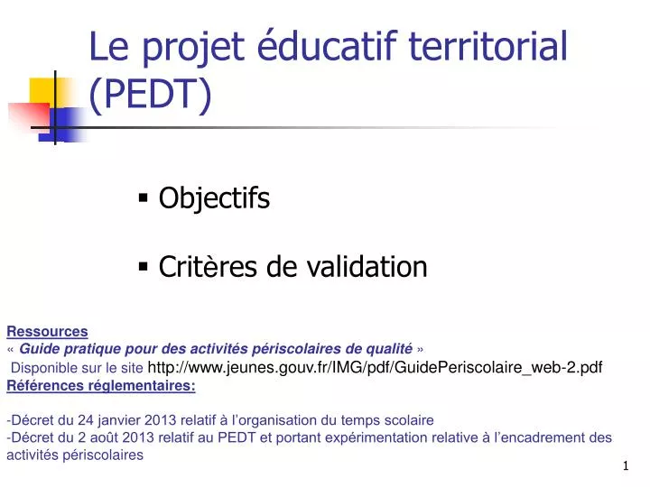 le projet ducatif territorial pedt