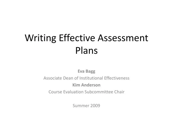 writing effective assessment plans