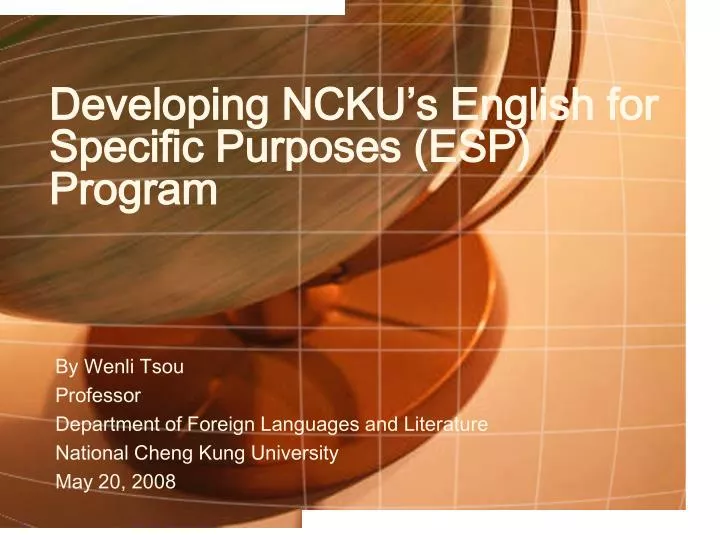developing ncku s english for specific purposes esp program