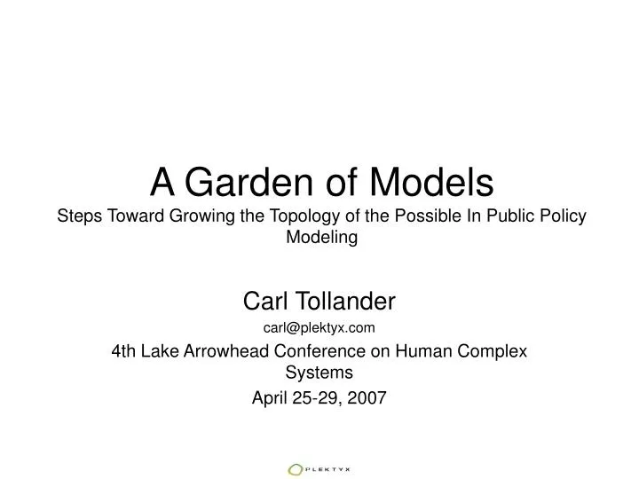a garden of models steps toward growing the topology of the possible in public policy modeling