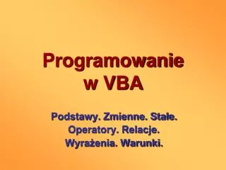 programowanie w vba