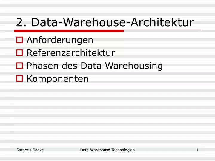 2 data warehouse architektur