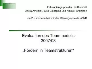 evaluation des teammodells 2007 08 f rdern in teamstrukturen