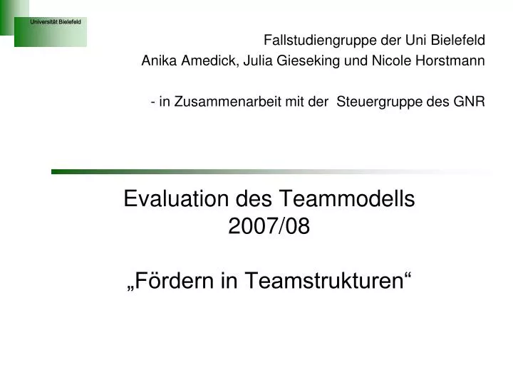 evaluation des teammodells 2007 08 f rdern in teamstrukturen