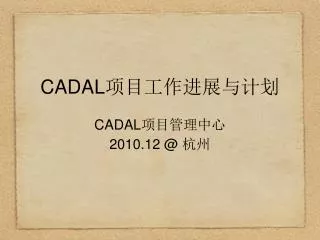 CADAL 项目工作进展与计划 CADAL 项目管理中心 2010.12 @ 杭州