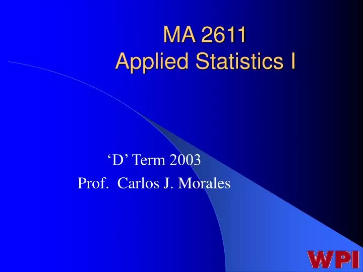 ma 2611 applied statistics i