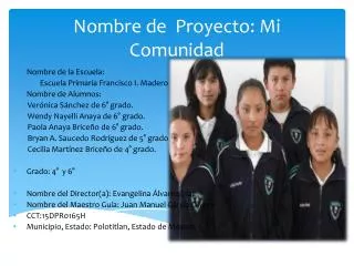 nombre de proyecto mi comunidad