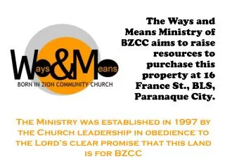 By Faith, On this site will rise: BZCC Sanctuary Offices of Pastors, Deacons and Workers