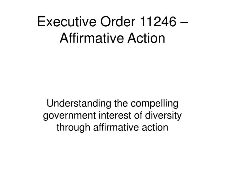 executive order 11246 affirmative action