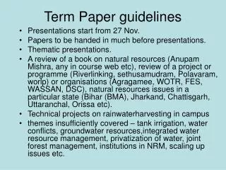 Term Paper guidelines