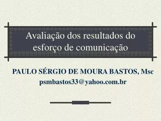 avalia o dos resultados do esfor o de comunica o