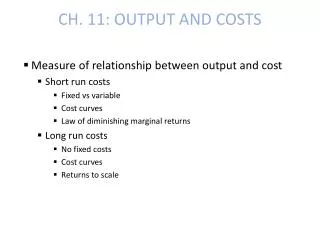 ch 11 output and costs