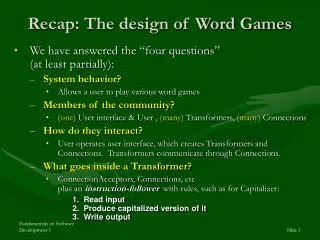Recap: The design of Word Games