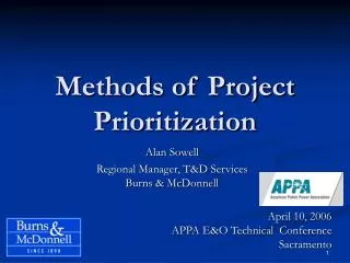 Methods of Project Prioritization