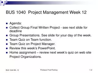 BUS 1040 Project Management Week 12