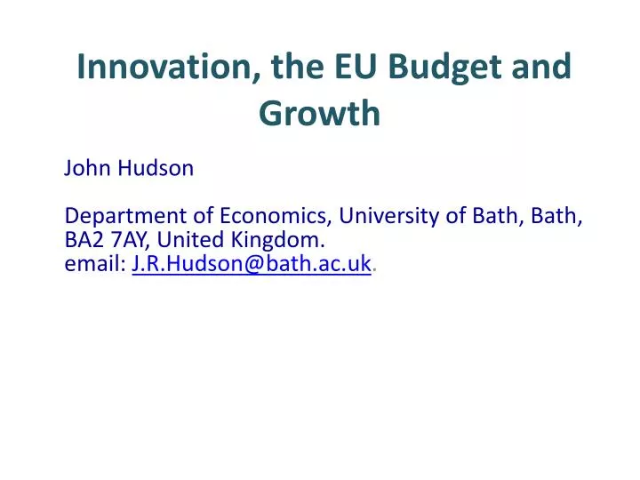 innovation the eu budget and growth