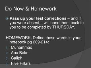 Do Now &amp; Homework