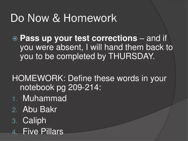 do now homework