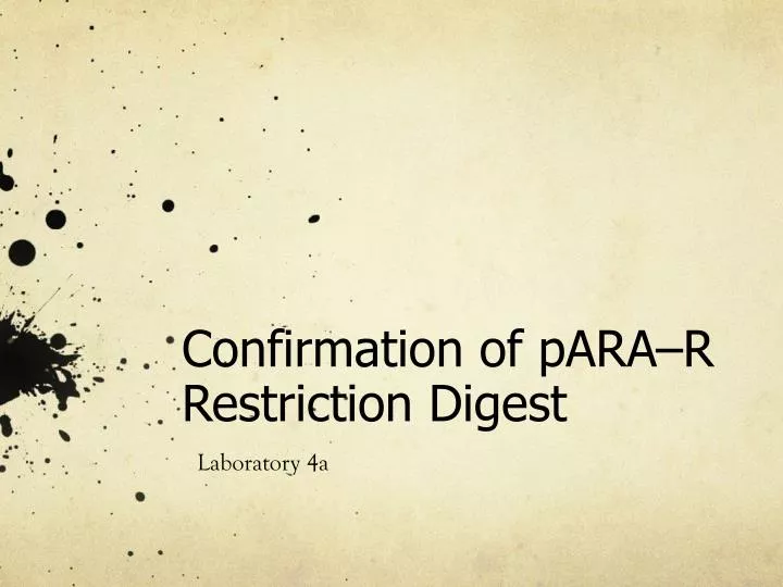 confirmation of para r restriction digest