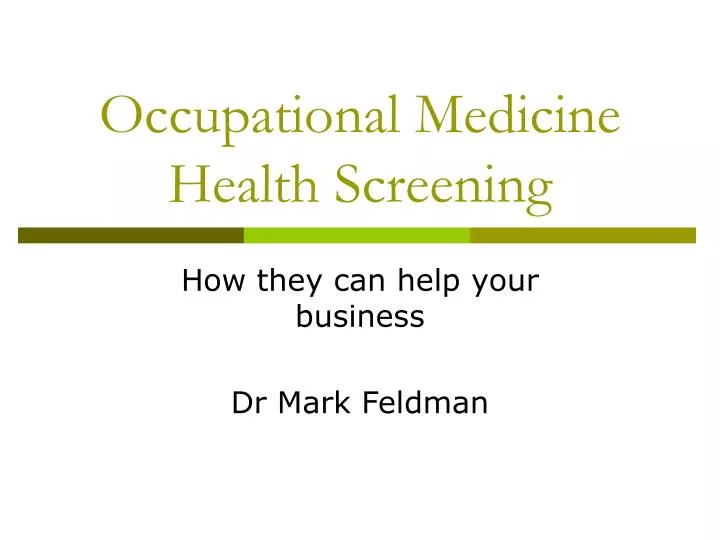 occupational medicine health screening