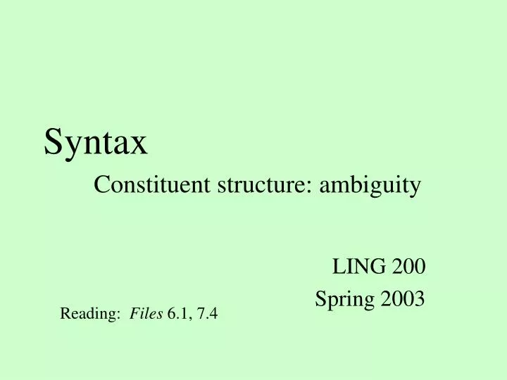 syntax constituent structure ambiguity