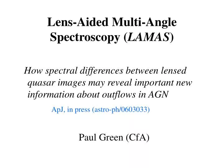 lens aided multi angle spectroscopy lamas