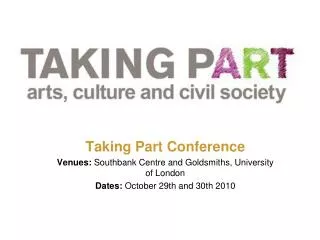 TAKING PART CONFERENCE: OPEN SPACES: SUMMARY