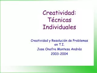 creatividad t cnicas individuales