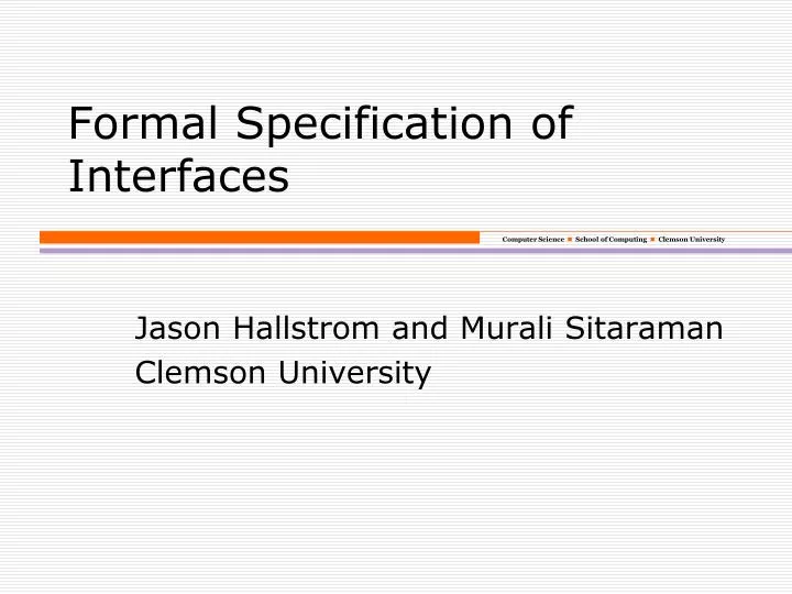 formal specification of interfaces