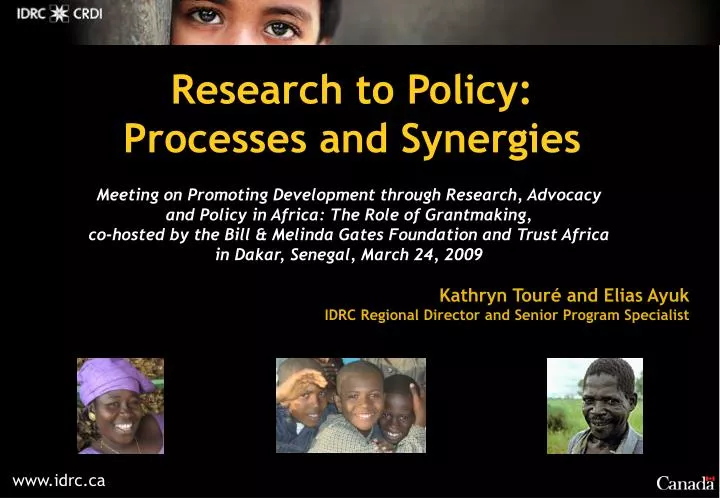 research to policy processes and synergies