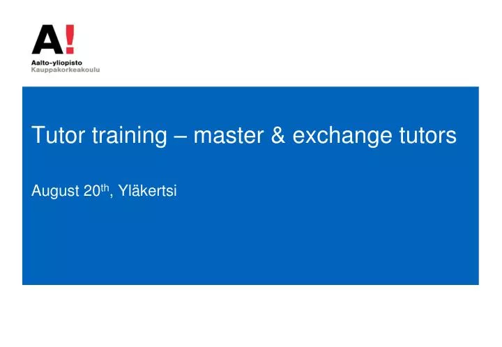 tutor training master exchange tutors