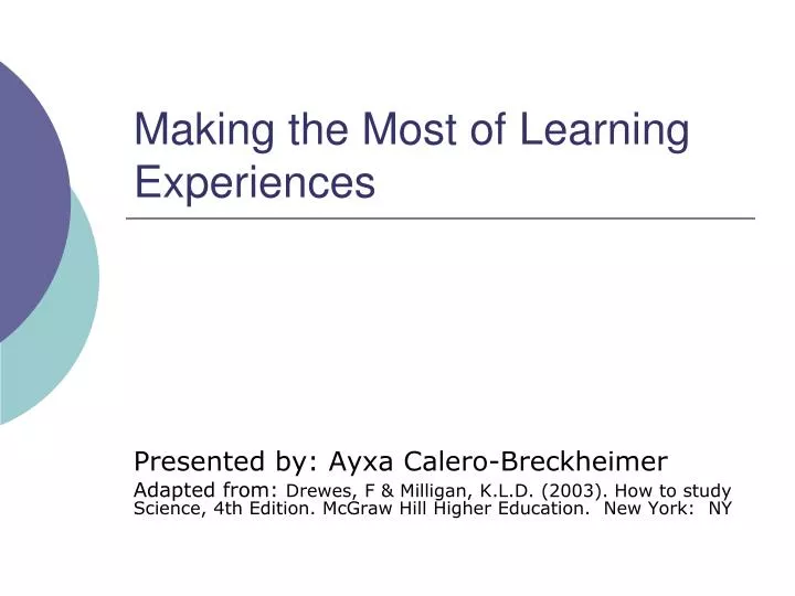 making the most of learning experiences