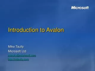 Introduction to Avalon
