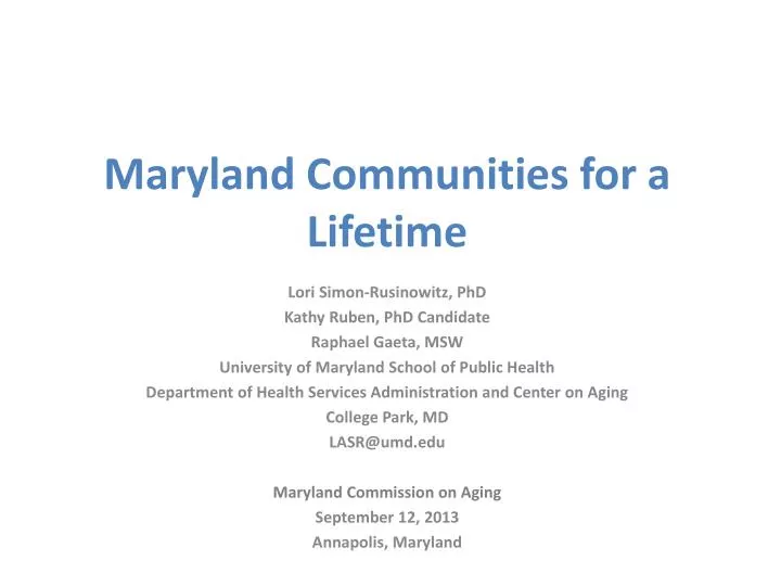 maryland communities for a lifetime