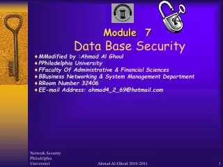 Module 7 Data Base Security