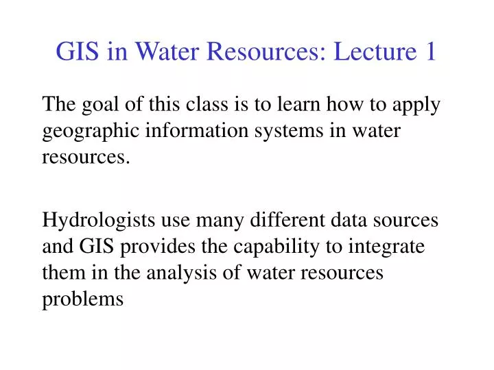 gis in water resources lecture 1