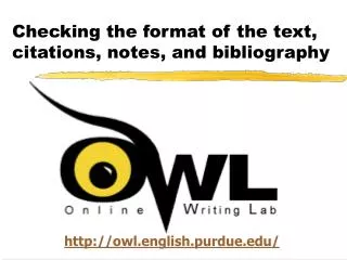 Checking the format of the text, citations, notes, and bibliography