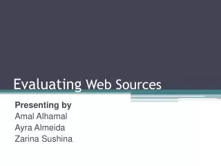 Evaluating Web Sources