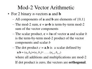 Mod-2 Vector Arithmetic