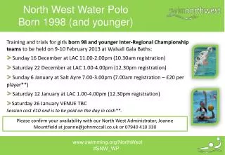 North West Water Polo Born 1998 (and younger)