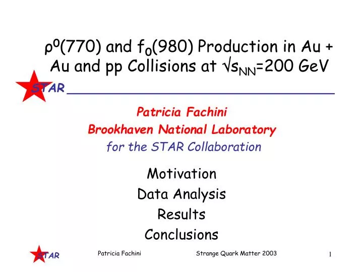 patricia fachini brookhaven national laboratory for the star collaboration