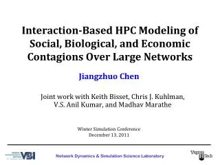 Interaction-Based HPC Modeling of Social, Biological, and Economic Contagions Over Large Networks